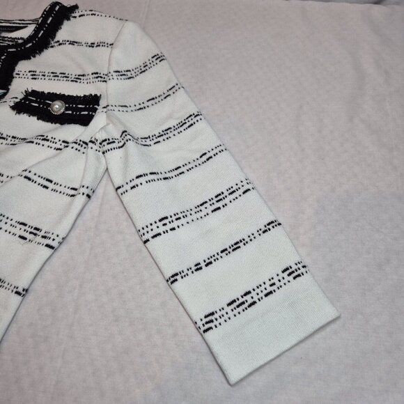 Ming Wang Women's Size XS Striped Blazer Jacket Black White ¾ Sleeve  (42) - Picture 8 of 15
